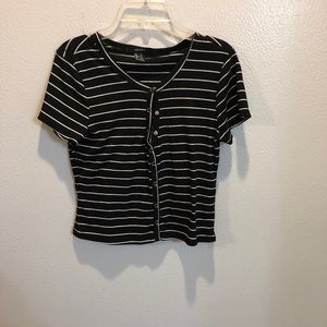 FOREVER 21 Black Striped Crop Top